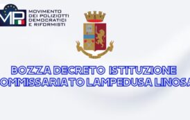 ISTITUZIONE COMMISSARIATO DISTACCATO DI PUBBLICA SICUREZZA LAMPEDUSA LINOSA BOZZA DECRETO